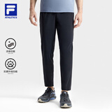 斐乐（FILA）男针织长裤夏季凉感裤冰丝防紫外线高弹力休闲直口运动裤子男 深黑-BK S