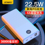 乔威 JP209MT 华为5A超级快充30000毫安时大容量PD快充移动电源充电宝 22.5W双向快充 苹果华为小米通用 白色