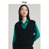 旅途原品ltyp 百搭羊毛坎肩黑色毛衣背心 灰色针织马甲上衣女秋冬 黑色 - 现货 XS -S