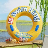 适美佳成人游泳圈加大加厚网红腋下圈泳圈男女戏水装备充气浮圈配打气筒 带拉手网红款黄90#承重100-160斤