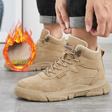回力 Warrior 休闲鞋男鞋秋冬中高帮棉鞋加绒男靴英伦风工装鞋雪地靴 WXP(WZ)-0167 卡其 40