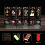 东方工意中国风礼品迷你漆器小屏风摆件新中式家居书房桌面装饰品送老外 京剧脸谱