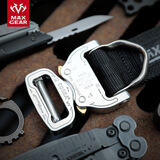 MAXGEAR 过山风腰带男士 军迷战术 休闲运动户外 作训尼龙裤带 黑色腰带&尊享银色扣【旗舰版】 XL码（128cm）