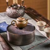 一纪（KAZUNORI） 日式纯手工黄铜茶盘家用复古蓄水储水小茶盘茶托简约壶承茶台 高款铜壶承