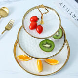 喜得润北欧轻奢祖母绿水果盘点心盘多层串盘陶瓷英式下午茶蛋糕盘甜品架 10+8+6英寸三层 雪山白