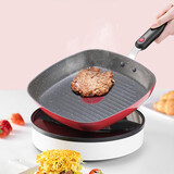 苏泊尔（SUPOR） 煎锅麦饭石色平底锅不粘少油烟牛排锅方形煎锅燃气电磁炉通用  红色26CM