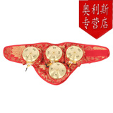 冀御 缎绸缎 颈椎艾灸盒随身灸脖子灸罐器具仪器艾草条温灸器 颈椎部四联温灸器 加厚铜款