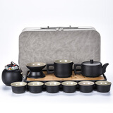 兿凡臻品便携式户外旅行功夫茶具套装带竹制茶盘旅行包整套快客杯茶壶茶杯 四角壶11头旅行套装（带礼盒）