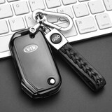 GGO适用起亚钥匙套2022款智跑钥匙套K3包KX3傲跑扣壳钥匙保护套专用 新起亚折叠款/金属黑+黑胶编织绳