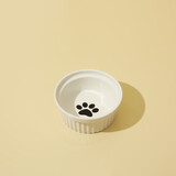卉亦暮猫碗陶瓷猫食盆猫咪饭碗双碗斜口狗碗喝水碗保护颈椎防打翻 猫爪碗【单碗】