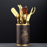 尚言坊 茶道六君子茶盘摆件陶瓷功夫茶勺茶夹家用茶道配件竹茶针 33电木镶铜(蕙质)圣泽茶道六君子