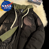 NASA MARVEL棉衣男棉服冬季外套棉袄子潮流假两件连帽情侣面包服 黑色 L