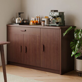 立太（LEADTEK）实木餐边柜一体靠墙柜子新中式茶水柜储物柜厨房收纳柜客厅置物柜 【实木】加高款103cm深胡桃色