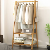 竹艺佳（ZHUYIJIA） 折叠挂衣架衣服架子简易衣帽架室内落地衣架收纳架置物架层架 材质加固原色-86款