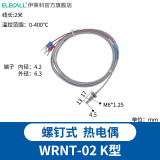 伊莱科（ELECALL）镙钉式热电偶M6/M8温度传感器温控仪探头φ5*17K型WRNT-02 K型螺钉式M6*1.25 2米