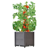 易栽乐（Yizail） 2.5S种植箱咖啡色塑料种菜盆 阳台种菜组合式长方形庭院大花盆 加深1联种植箱40*40*43cm