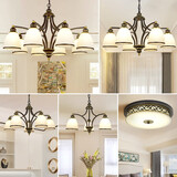 格蕴美式吊灯客厅灯现代简约大气卧室餐厅灯北欧铁艺欧式家用灯饰灯具 套餐6(五件套 3室2厅)