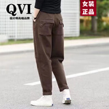 QVI高端品牌 休闲裤女2025夏季新款宽松复古运动工装萝卜哈伦长裤 咖啡色【夏季薄款】 XL 推荐115-130斤