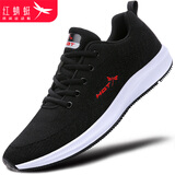 红蜻蜓（RED DRAGONFLY）男鞋跑步鞋低帮系带运动鞋男新品时尚休闲网面透气户外慢跑旅游鞋 C0210018 黑色 40