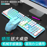 蝰蛇游戏键盘鼠标套装有线机械手感朋克发光台式电脑笔记本办公打字背光外设吃鸡网吧键鼠LOL/CF 蓝白双拼朋克版【键鼠套装】