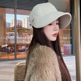 MMOPTOP韩版加宽遮脸鸭舌帽子女春秋百搭显脸小渔夫帽明星同款休闲毛呢帽