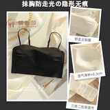 蝶蓝莎（DieLanSha）夏季抹胸内衣女薄款大胸显小聚拢吊带美背心一体裹胸防走光文胸罩 黑色(单文胸) 36/80码(ABC通杯厚约0.3CM)