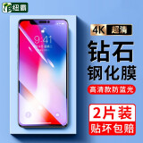 纽霸 适用苹果11/X/XR钢化膜iPhone11promax/XSmax全玻璃手机膜抗蓝光磨砂保护 升级护眼抗蓝光2片装 苹果XR/11