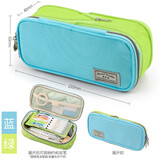 国誉（KOKUYO）日本HACO大容量可站立式笔袋文具袋笔盒男女多功能收纳包一米新纯简约初中高中小学生用日系铅笔盒 【双层烧饼包】蓝绿色