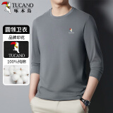 啄木鸟（TUCANO）长袖t恤男春秋圆领纯棉经典款时尚休闲百搭宽松上衣男装 花灰L