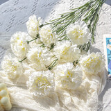 迷.妆绢布康乃馨花仿真花装饰花假花绢花束摆件母亲节38节日花活动用花 秋款 10支秋白