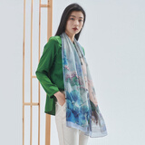 万事利真丝丝巾桑蚕丝长巾雪纺国风披肩外搭送婆婆送妈妈礼盒装月光曲