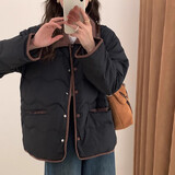 妍莉芬（yanlifen）小香风羽绒棉服女装2025冬季短外套女2025年新复古棉衣羽棉袄绒服 黑色 L