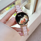 筱岙苹果机适用iwatch华 GT5女士智能手表心率支付接打电话潮流时尚运动腕表音乐控制睡眠监测微信息 脂白三珠玫金