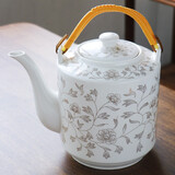 古笙记 大容量陶瓷茶壶家用水壶单壶景德镇提梁壶中式泡茶壶防爆耐热 白金兰腾/4L
