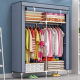 蜗家衣柜简易衣柜加固加粗钢管布衣柜防尘收纳卧室学生宿舍家用衣橱 8503银灰色【长90*深46*高168】