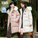 森马（Semir）羽绒服女冬季长款大毛领连帽红色厚外套收腰挺括显瘦107823113008