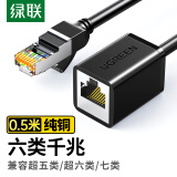 绿联（UGREEN）RJ45网线延长线 六类cat6类网线网口接头延长器 千兆网络宽带公对母接口连接线 纯铜双绞线 0.5米