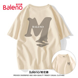 班尼路（Baleno）美式短袖男夏季青少年纯棉透气t恤男士潮牌创意字母百搭半袖上衣