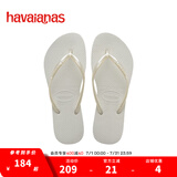 havaianas明星同款Slim细带夹脚女人字拖平底海边沙滩夏情侣拖鞋 0001-本白色 37-38 巴西码