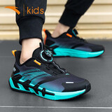 安踏童鞋弓速跑鞋儿童秋季男童2025新款网面透气舒适中大童运动鞋 黑绿5531 38 内长24.0cm