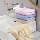 洁丽雅纯棉毛巾 新疆长绒棉家纺标准成人素色条纹擦脸洁面大毛巾 红色 1条 80g 左右