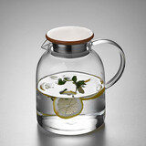 诗米乐 冷水壶凉水壶玻璃茶壶耐热烧水壶煮泡茶壶果汁壶大容量凉白开壶 单壶 1.6升（竹盖款）