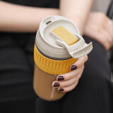 乐扣乐扣（LOCK&LOCK）咖啡玻璃杯男女学生便携式吸管杯随手水杯子500ML黄色LLG699YEL