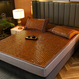 竹姿媚麻将凉席夏季竹片凉席夏天凉垫单双人床可折叠麻将席宿舍凉席竹席 蕾丝窄边双牛筋-精致款 单凉席 180cm*200cm