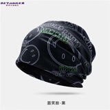 碧璟尔堆堆帽 男夏季夏天薄款头巾堆堆帽子男女运动冰丝透气跑步套头帽 圆笑脸-黑色 升级薄款有弹性(56-60cm)