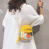 鸥咖诺 可爱帆布小包包女时尚元气少女学生手机包韩版小清新儿童斜挎包 黄色【带胡萝卜】 不带挂件