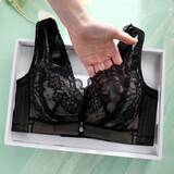 六月玫瑰【大胸显小】无钢圈内衣女聚拢收副乳调整型CDE薄杯文胸上托定型 黑色 80C