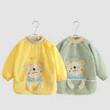 杭赫  【2件装】新款宝宝吃饭罩衣秋冬长袖儿童围裙防脏反穿衣护衣灯