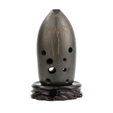 馮氏陶塤十孔专业双腔黑陶埙笔筒演奏古埙成人初学者入门埙传统民族乐器 竹子 F调