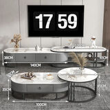 春色田园 轻奢岩板电视柜茶几组合现代简约小户型茶几家用客厅地柜电视机 【柜几组合】黑架灰抽+亮光香奈 70+100【加厚岩板防刮防油】